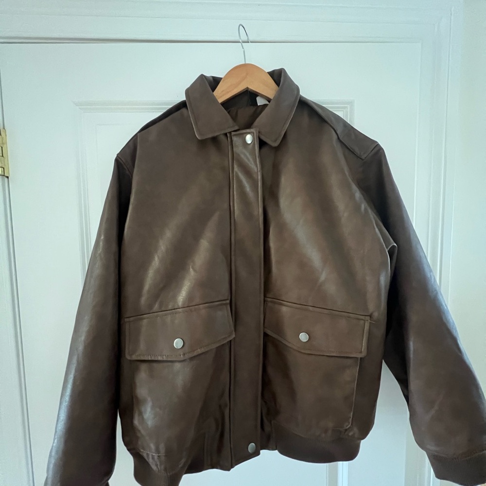 H&M Women’s Brown Faux Leather Jacket